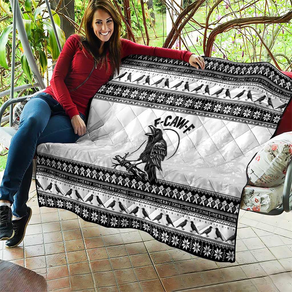 Funny Christmas F Caw F Raven Quilt Merry Craw Mas - Wonder Print Shop