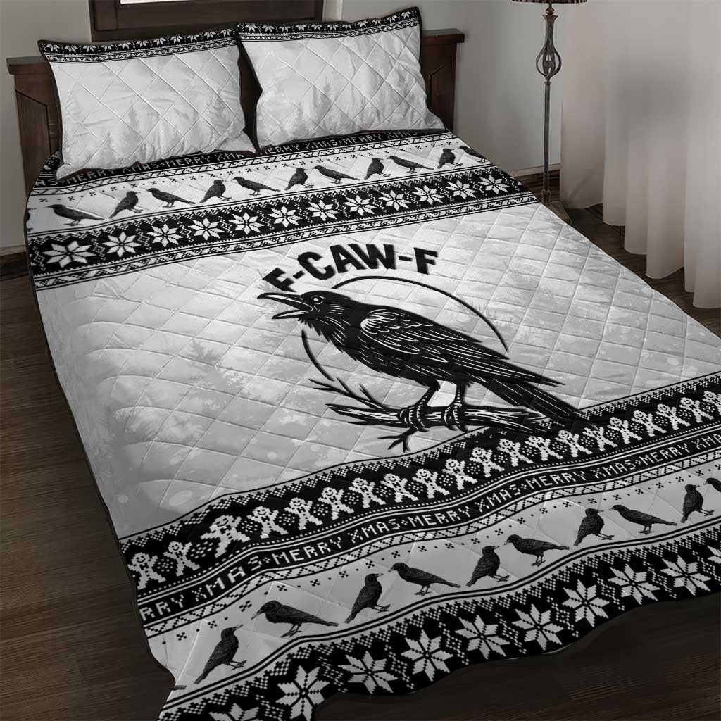 Funny Christmas F Caw F Raven Quilt Bed Set Merry Craw Mas - Wonder Print Shop