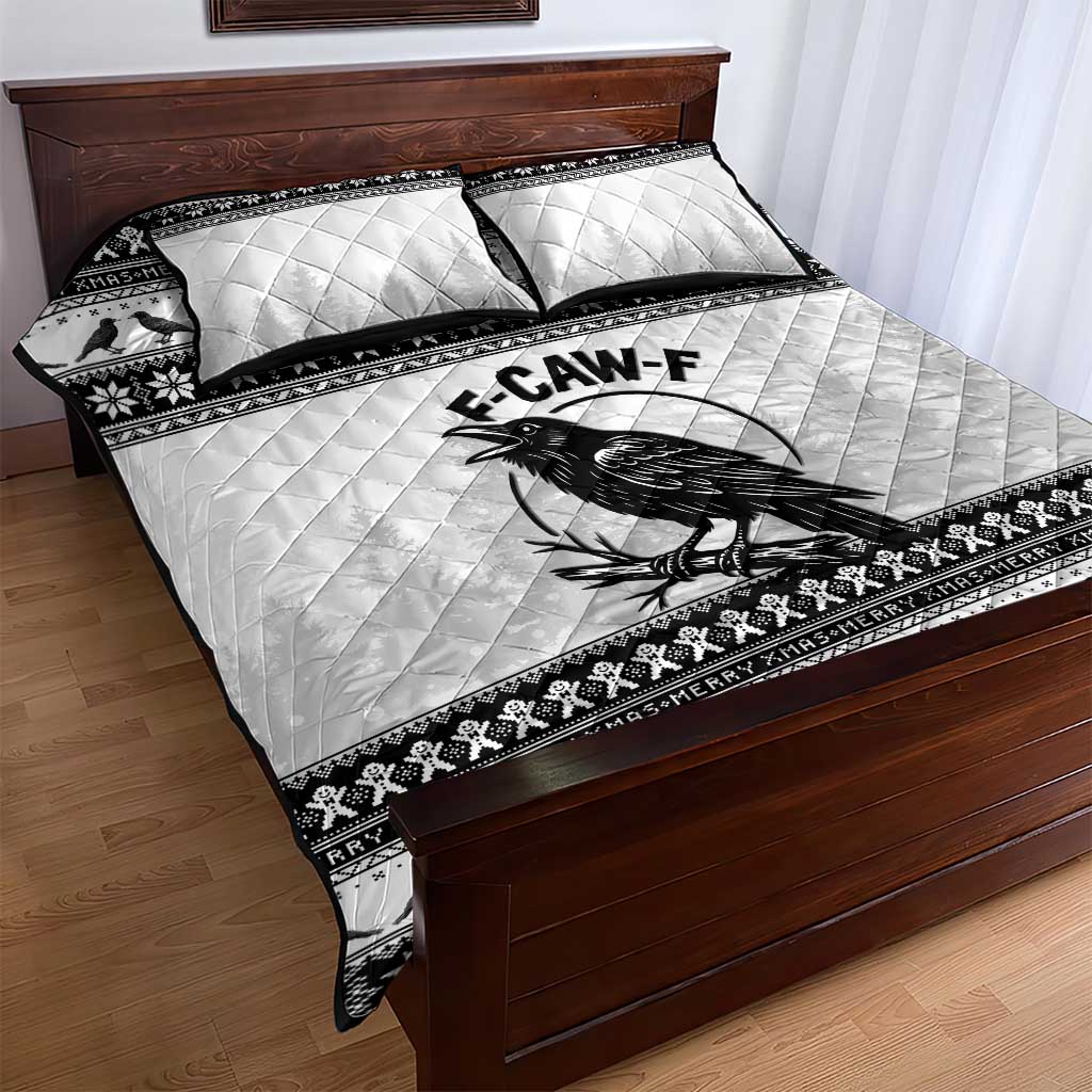 Funny Christmas F Caw F Raven Quilt Bed Set Merry Craw Mas - Wonder Print Shop