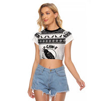 Funny Christmas F Caw F Raven Raglan Cropped T Shirt Merry Craw Mas - Wonder Print Shop