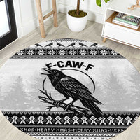 Funny Christmas F Caw F Raven Round Carpet Merry Craw Mas - Wonder Print Shop