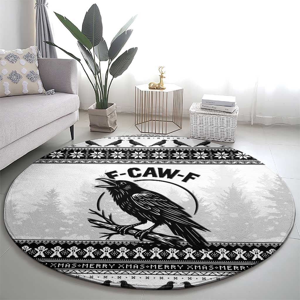 Funny Christmas F Caw F Raven Round Carpet Merry Craw Mas - Wonder Print Shop