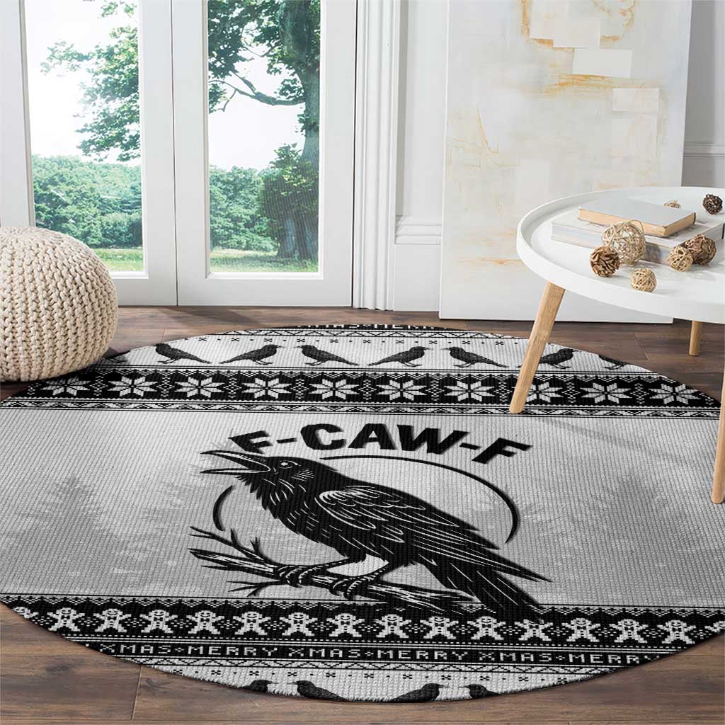 Funny Christmas F Caw F Raven Round Carpet Merry Craw Mas - Wonder Print Shop