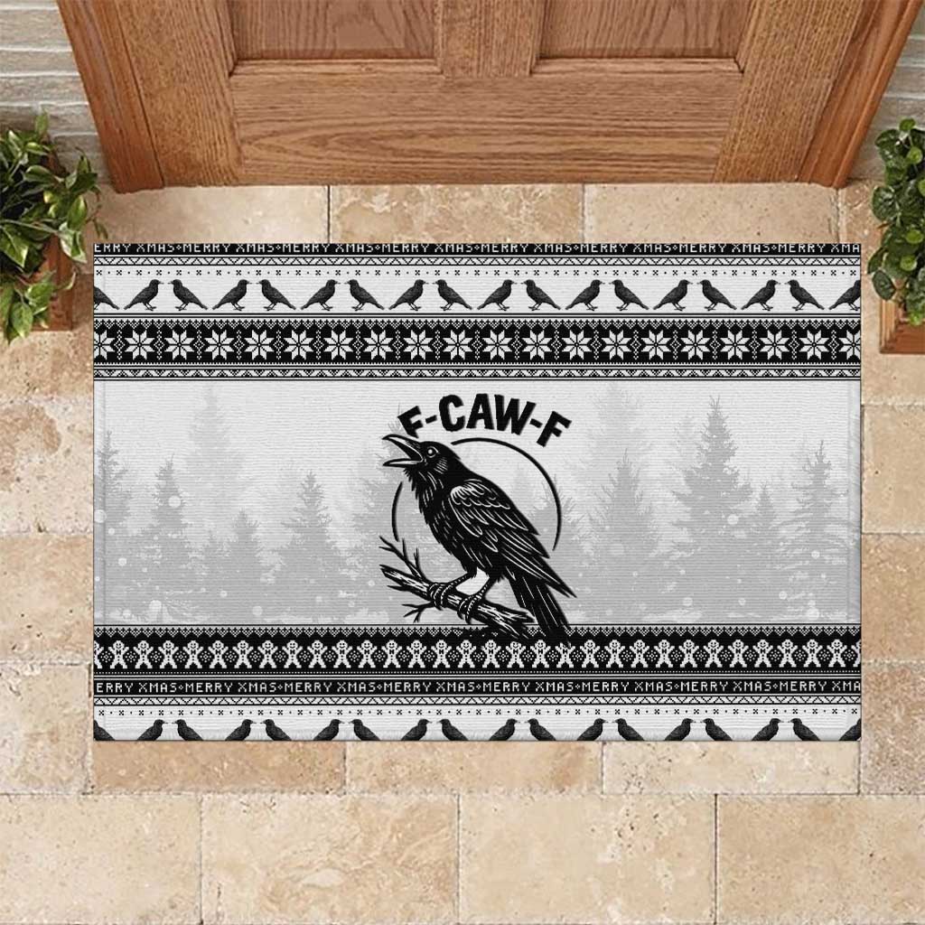 Funny Christmas F Caw F Raven Rubber Doormat Merry Craw Mas - Wonder Print Shop