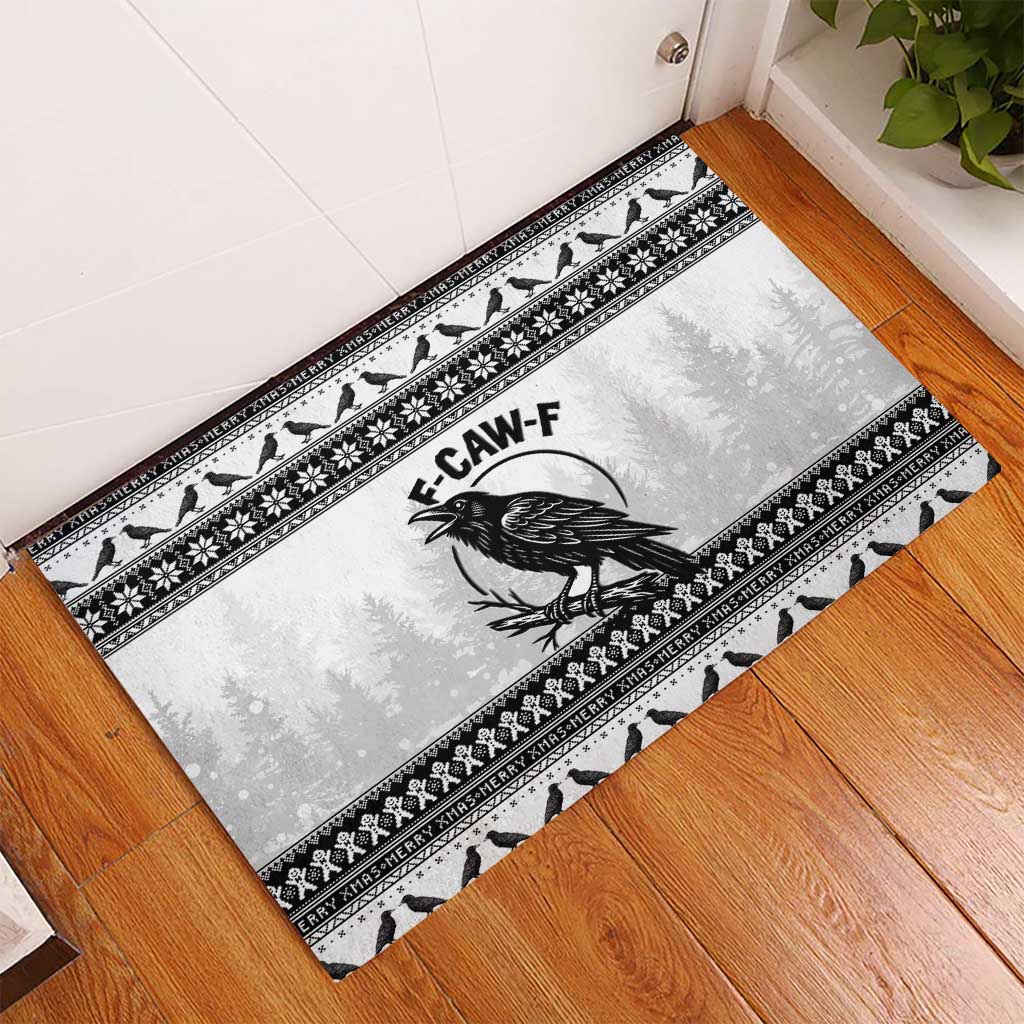 Funny Christmas F Caw F Raven Rubber Doormat Merry Craw Mas - Wonder Print Shop