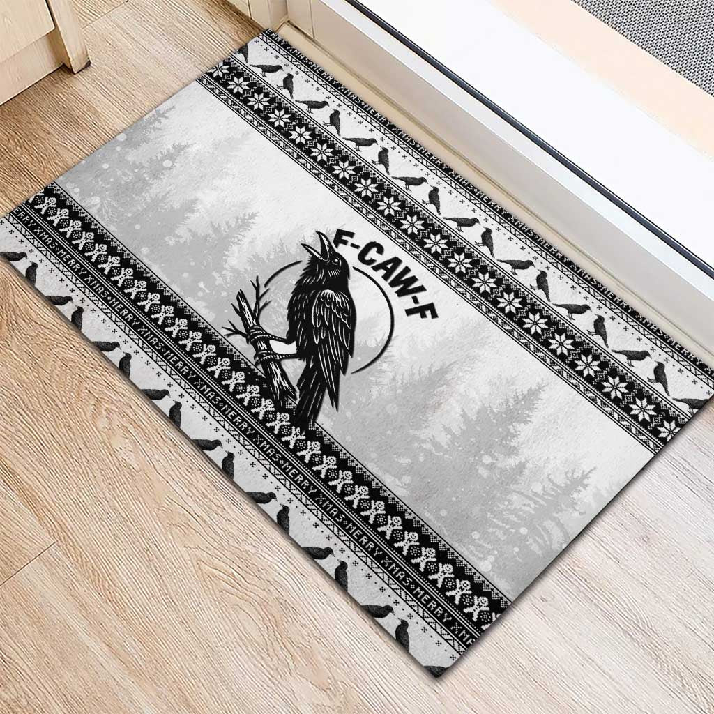 Funny Christmas F Caw F Raven Rubber Doormat Merry Craw Mas - Wonder Print Shop