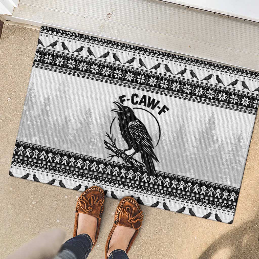 Funny Christmas F Caw F Raven Rubber Doormat Merry Craw Mas - Wonder Print Shop