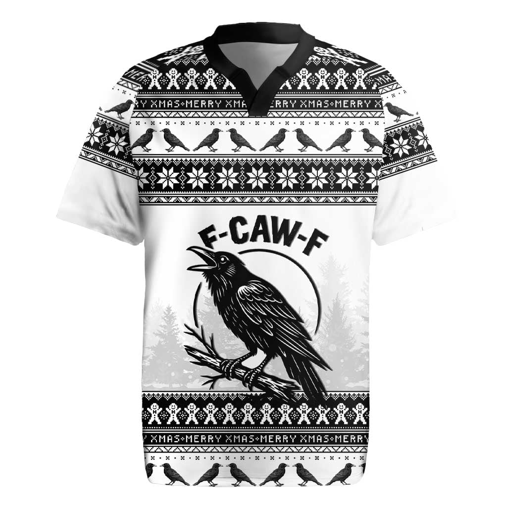 Funny Christmas F Caw F Raven Rugby Jersey Merry Craw Mas - Wonder Print Shop