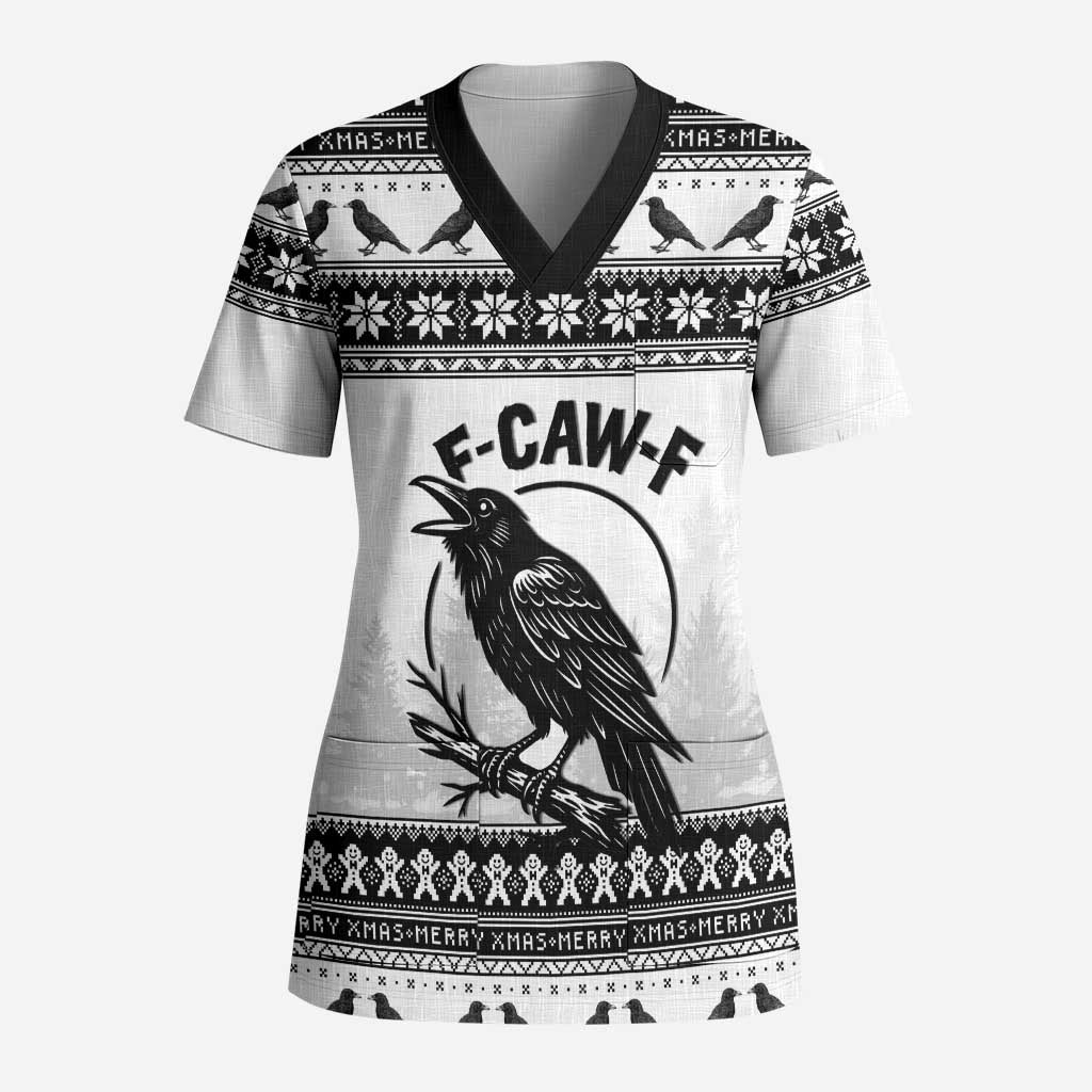 Funny Christmas F Caw F Raven Scrub Top Merry Craw Mas - Wonder Print Shop