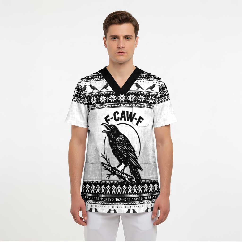 Funny Christmas F Caw F Raven Scrub Top Merry Craw Mas - Wonder Print Shop
