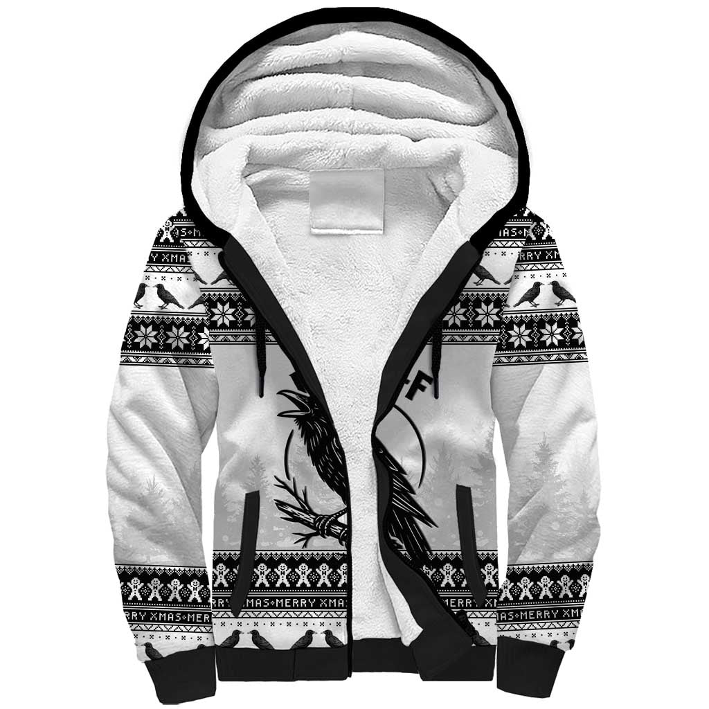 Funny Christmas F Caw F Raven Sherpa Hoodie Merry Craw Mas - Wonder Print Shop