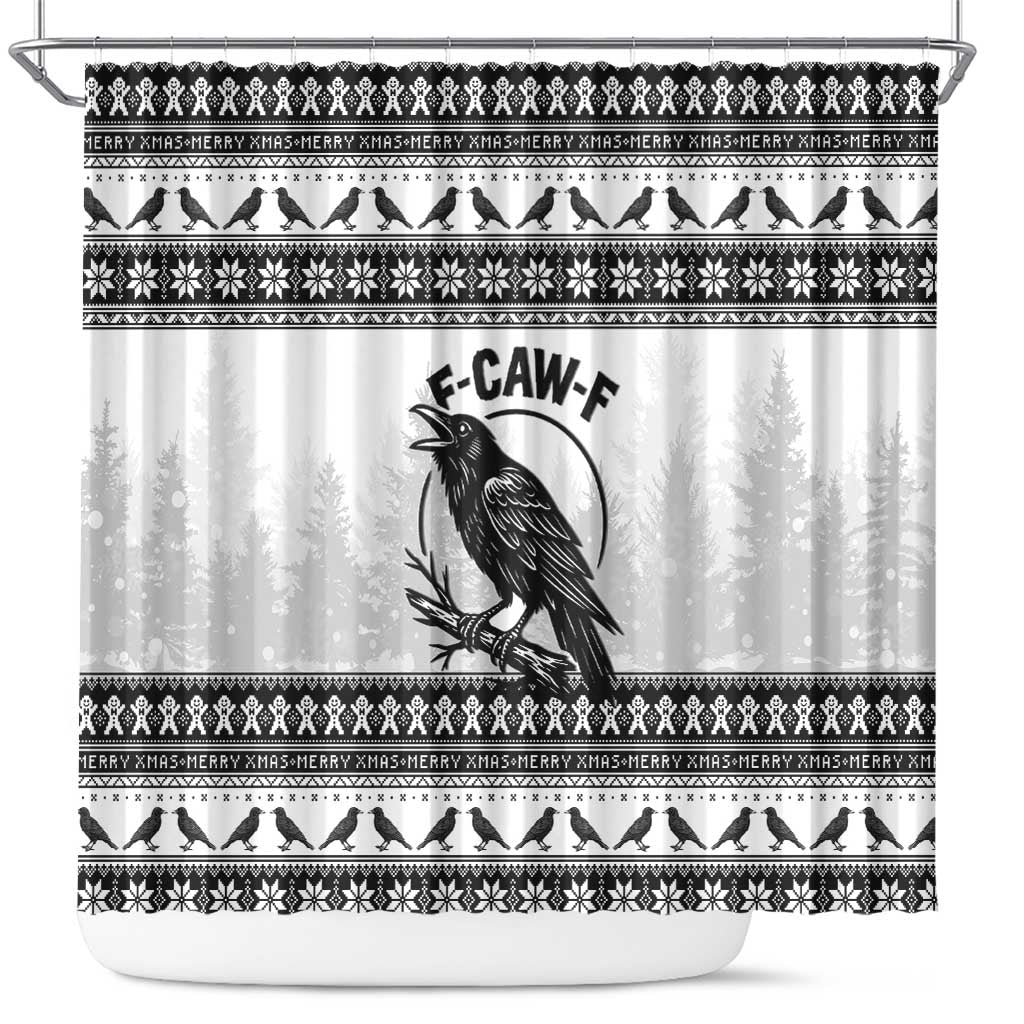 Funny Christmas F Caw F Raven Shower Curtain Merry Craw Mas - Wonder Print Shop