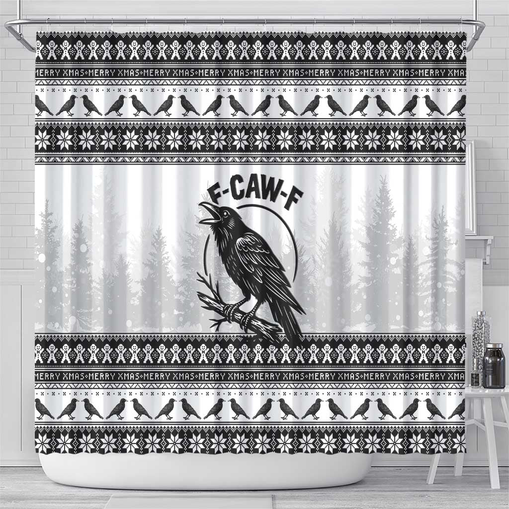 Funny Christmas F Caw F Raven Shower Curtain Merry Craw Mas - Wonder Print Shop