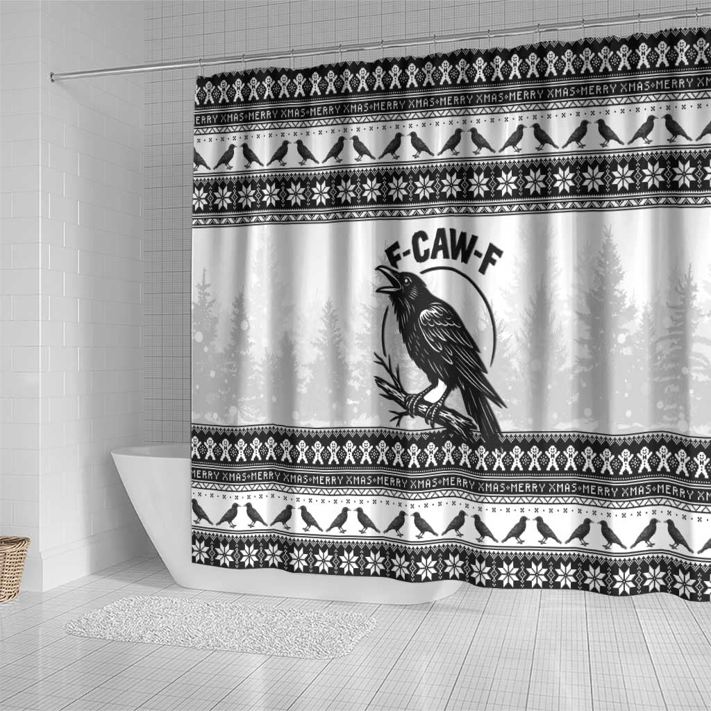 Funny Christmas F Caw F Raven Shower Curtain Merry Craw Mas - Wonder Print Shop
