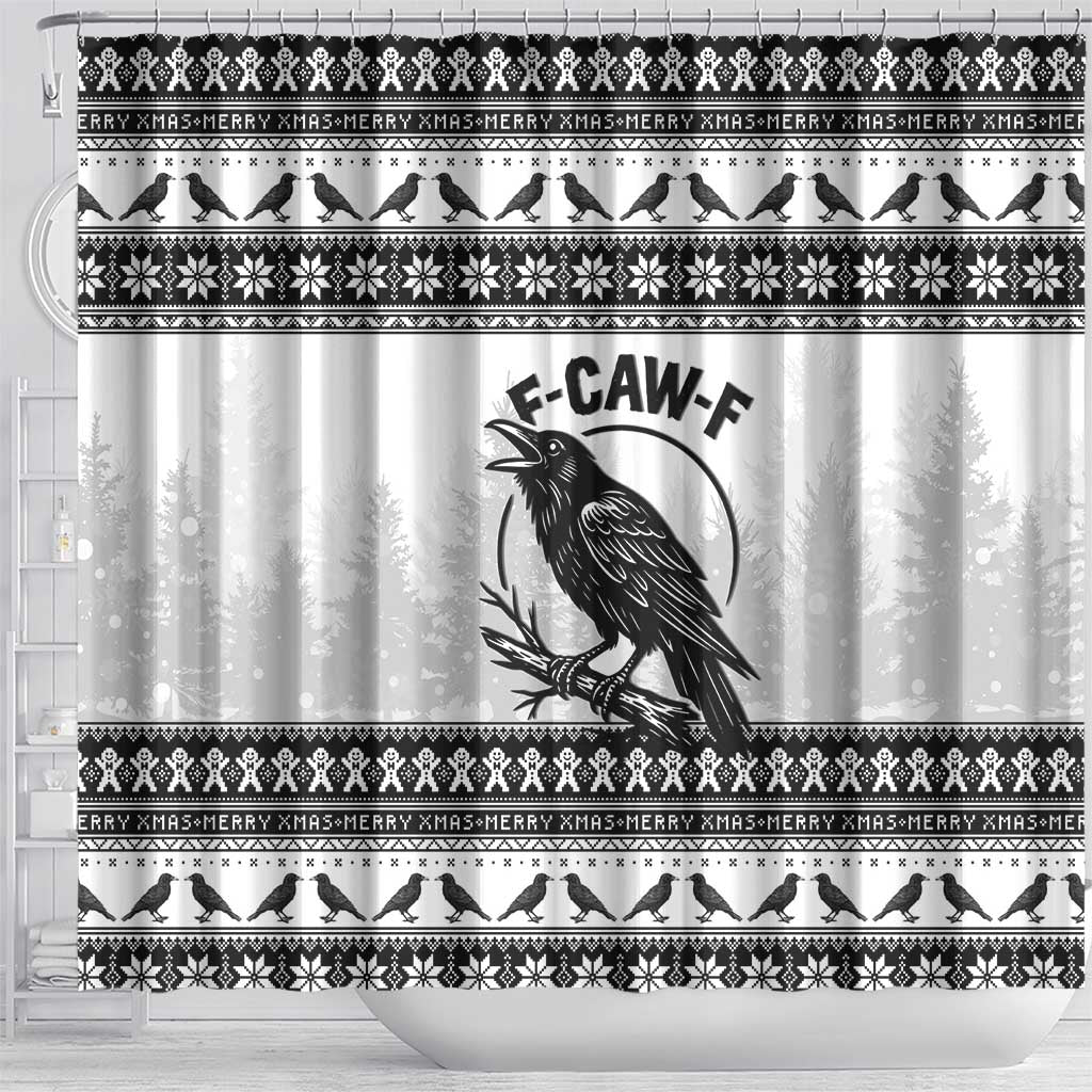 Funny Christmas F Caw F Raven Shower Curtain Merry Craw Mas - Wonder Print Shop