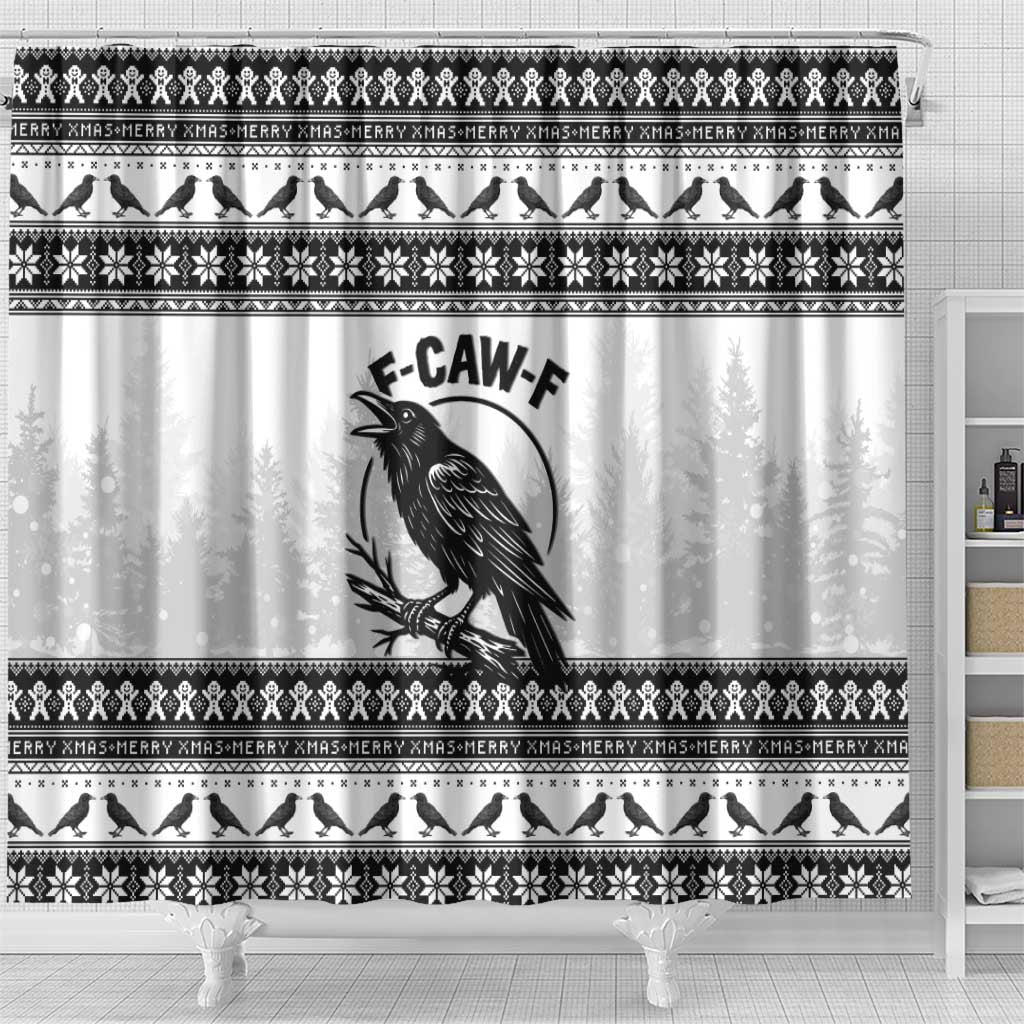 Funny Christmas F Caw F Raven Shower Curtain Merry Craw Mas - Wonder Print Shop
