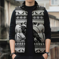 Funny Christmas F Caw F Raven Sleeveless Puffer Jacket Merry Craw Mas - Wonder Print Shop