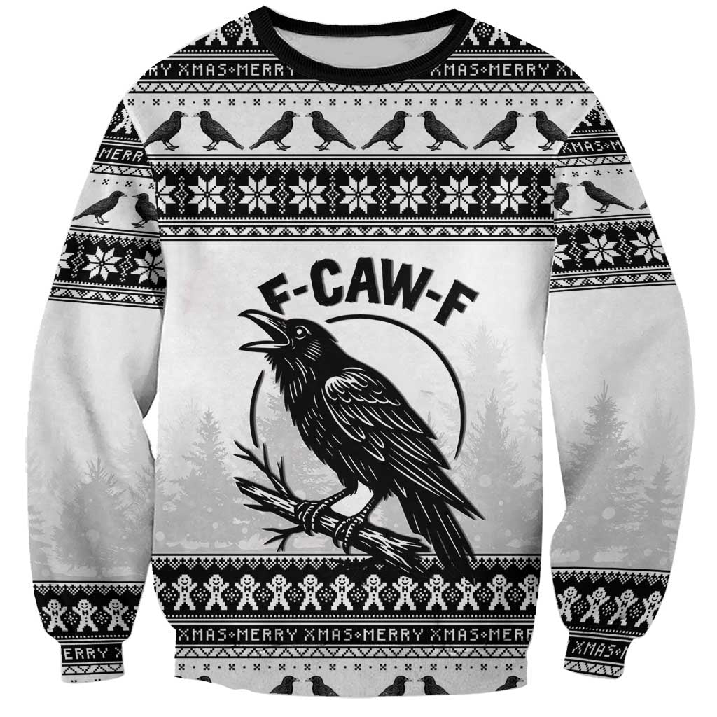 Funny Christmas F Caw F Raven Sweatshirt Merry Craw Mas - Wonder Print Shop