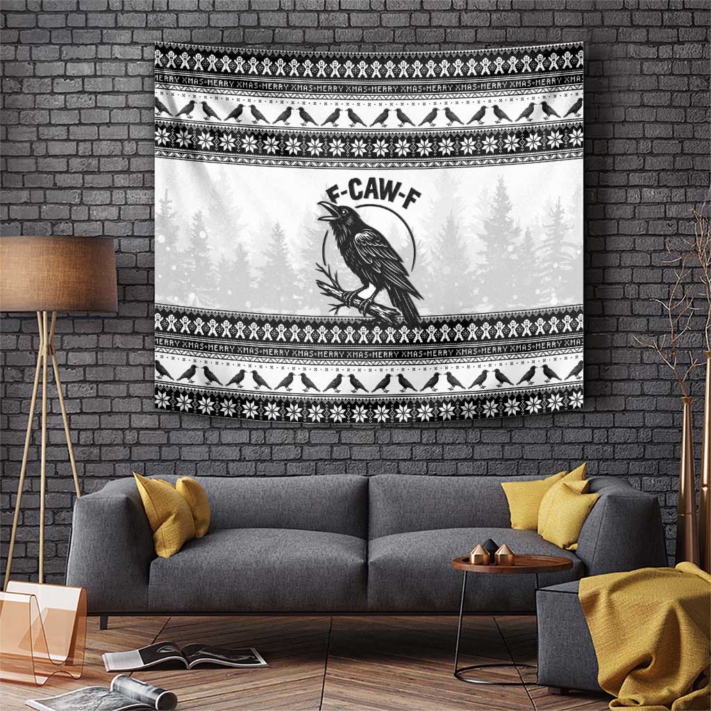 Funny Christmas F Caw F Raven Tapestry Merry Craw Mas - Wonder Print Shop
