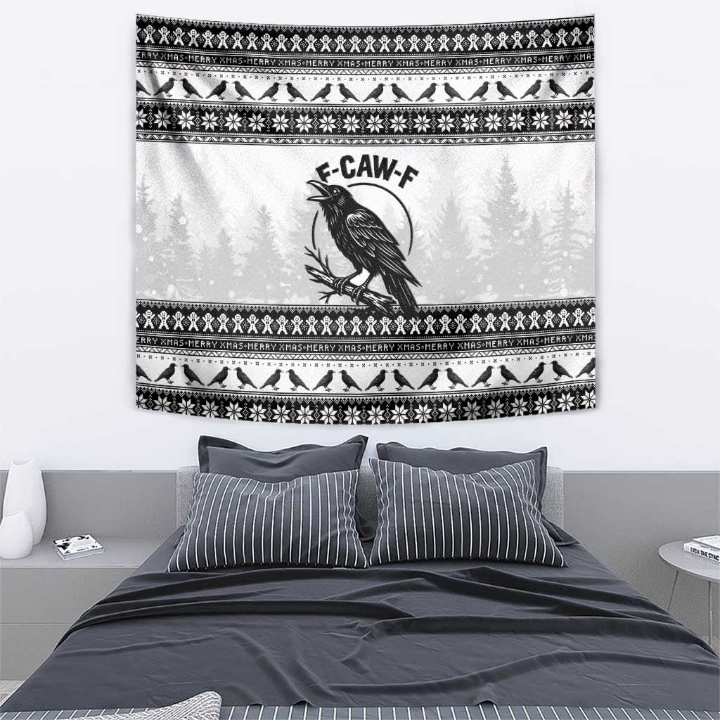 Funny Christmas F Caw F Raven Tapestry Merry Craw Mas - Wonder Print Shop
