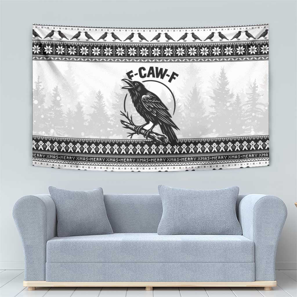 Funny Christmas F Caw F Raven Tapestry Merry Craw Mas - Wonder Print Shop