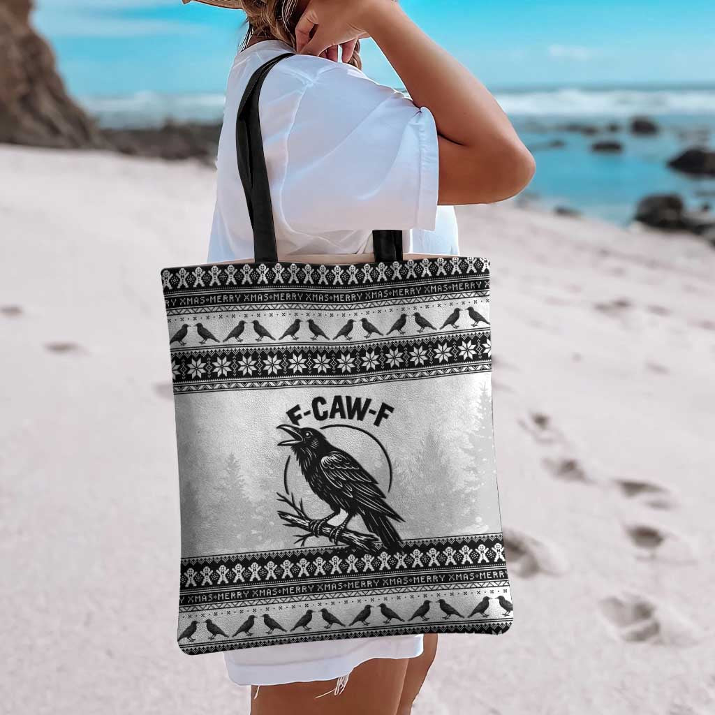 Funny Christmas F Caw F Raven Tote Bag Merry Craw Mas - Wonder Print Shop