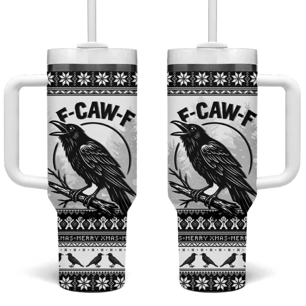 Funny Christmas F Caw F Raven Tumbler With Handle Merry Craw Mas - Wonder Print Shop