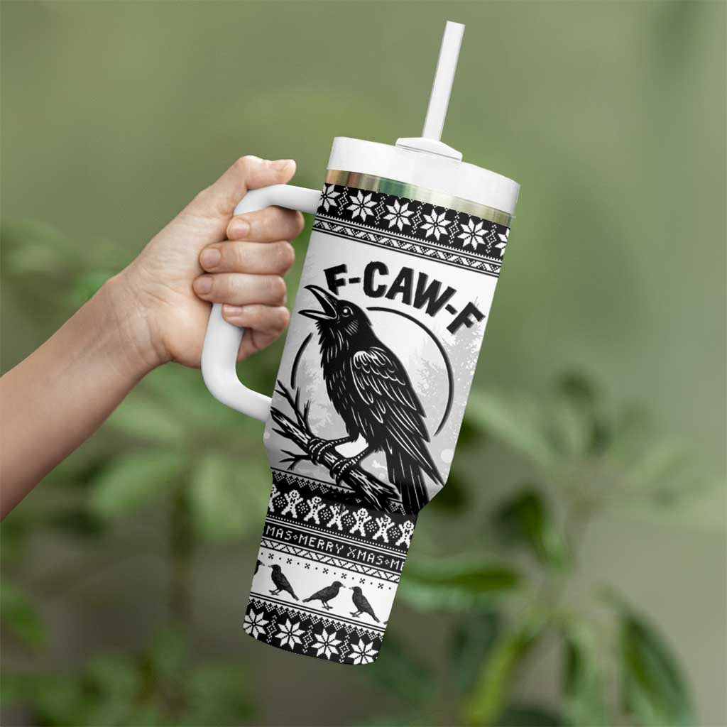 Funny Christmas F Caw F Raven Tumbler With Handle Merry Craw Mas - Wonder Print Shop