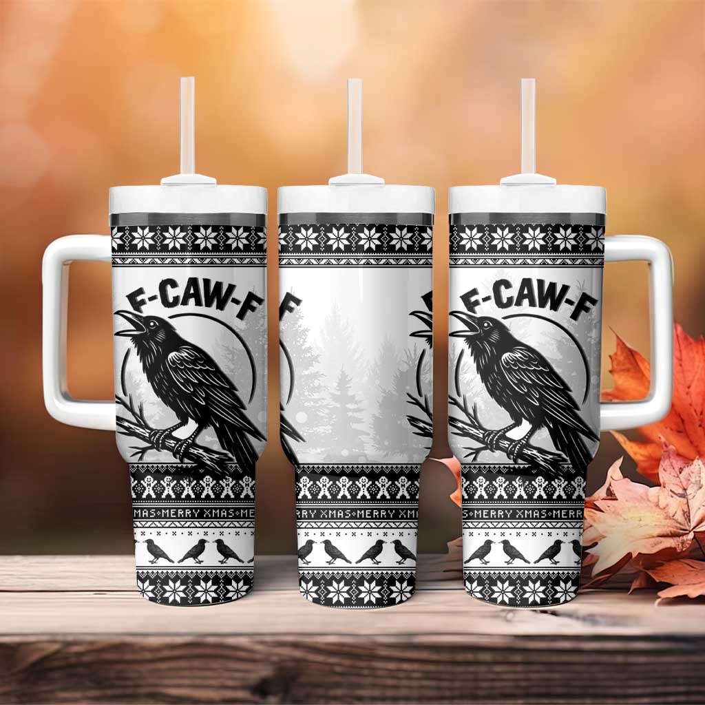 Funny Christmas F Caw F Raven Tumbler With Handle Merry Craw Mas - Wonder Print Shop