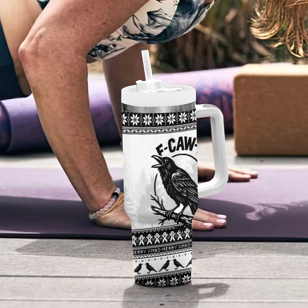 Funny Christmas F Caw F Raven Tumbler With Handle Merry Craw Mas - Wonder Print Shop