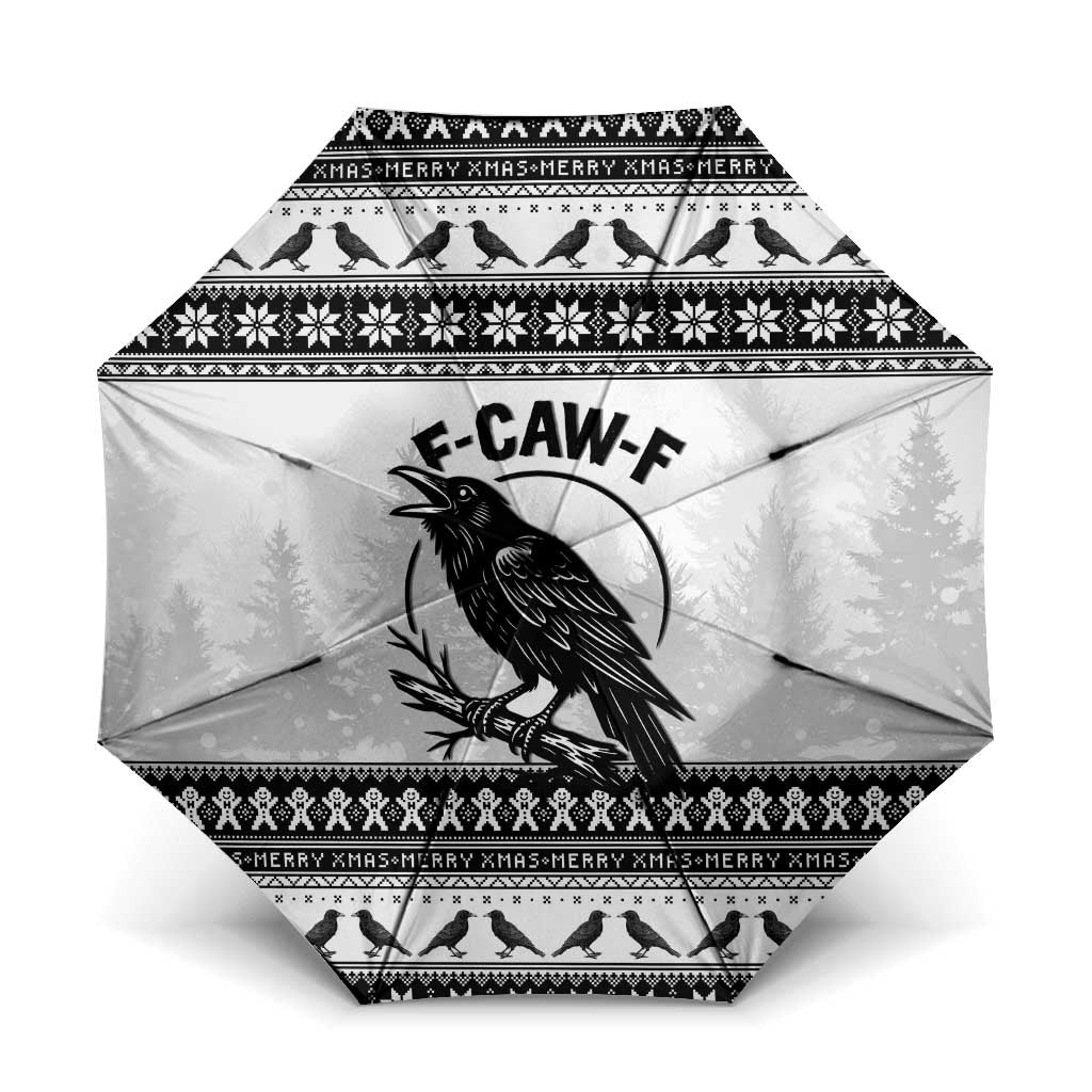 Funny Christmas F Caw F Raven Umbrella Merry Craw Mas - Wonder Print Shop