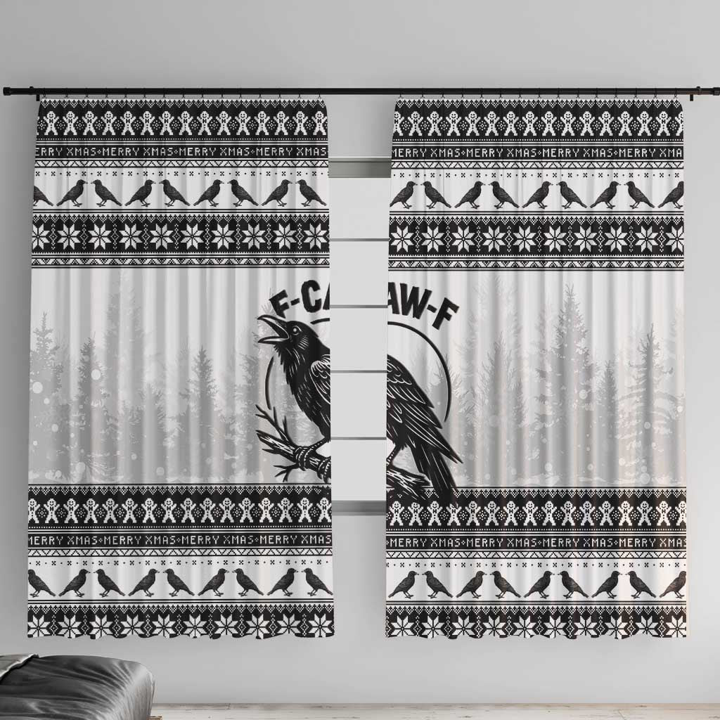 Funny Christmas F Caw F Raven Window Curtain Merry Craw Mas - Wonder Print Shop