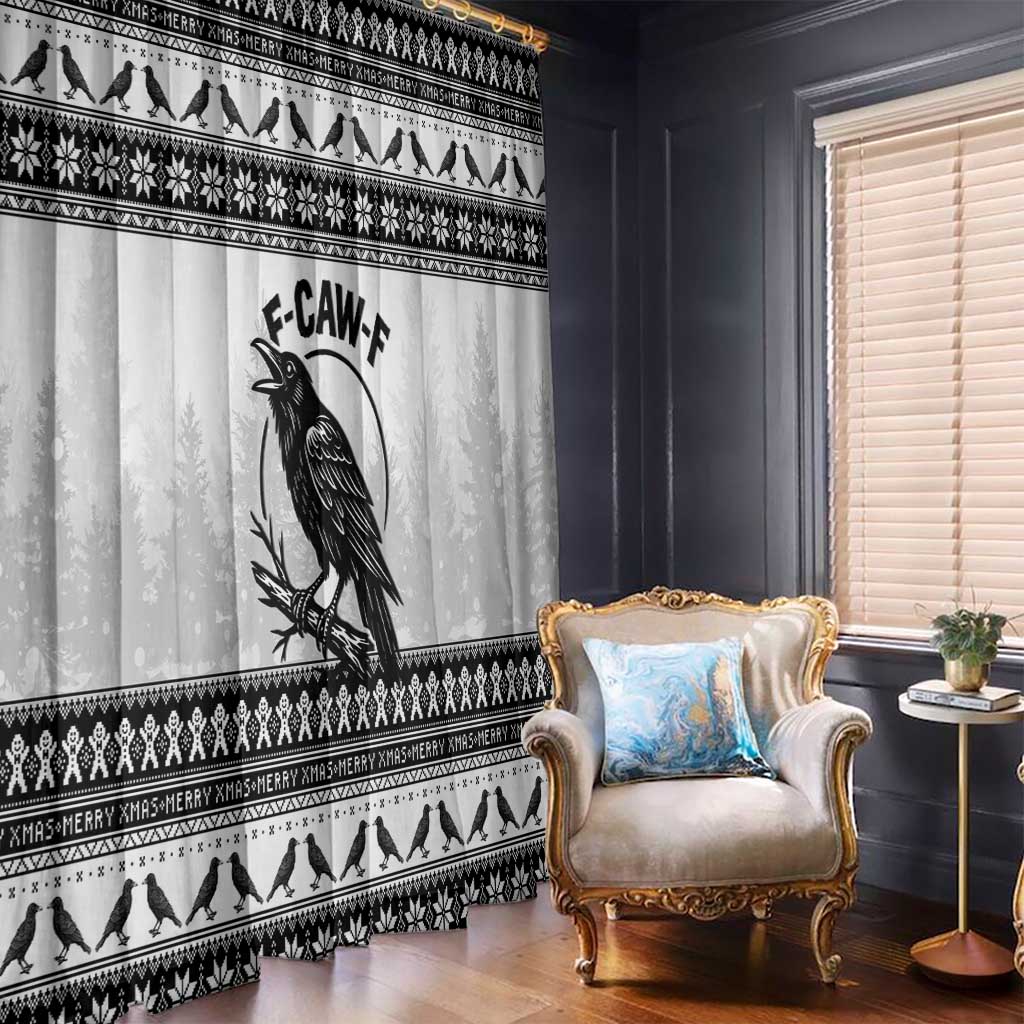 Funny Christmas F Caw F Raven Window Curtain Merry Craw Mas - Wonder Print Shop