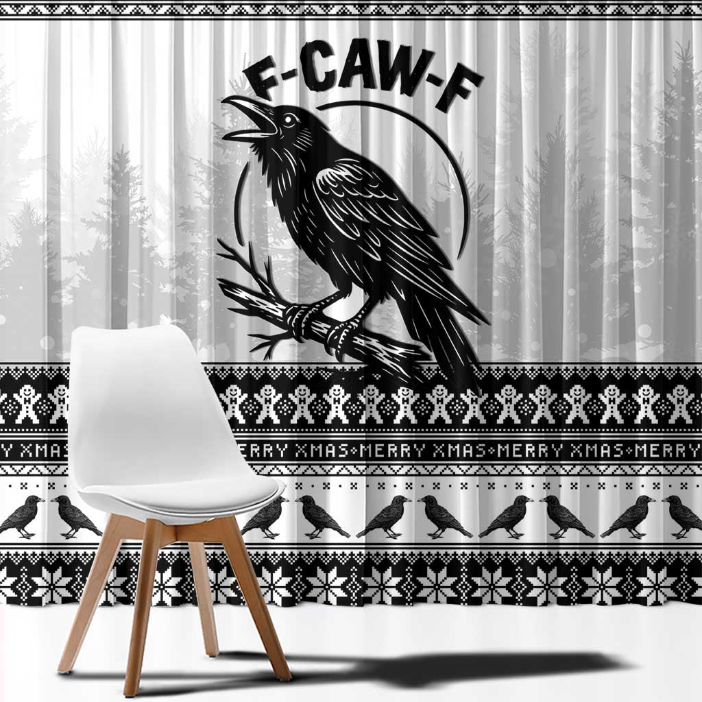 Funny Christmas F Caw F Raven Window Curtain Merry Craw Mas - Wonder Print Shop