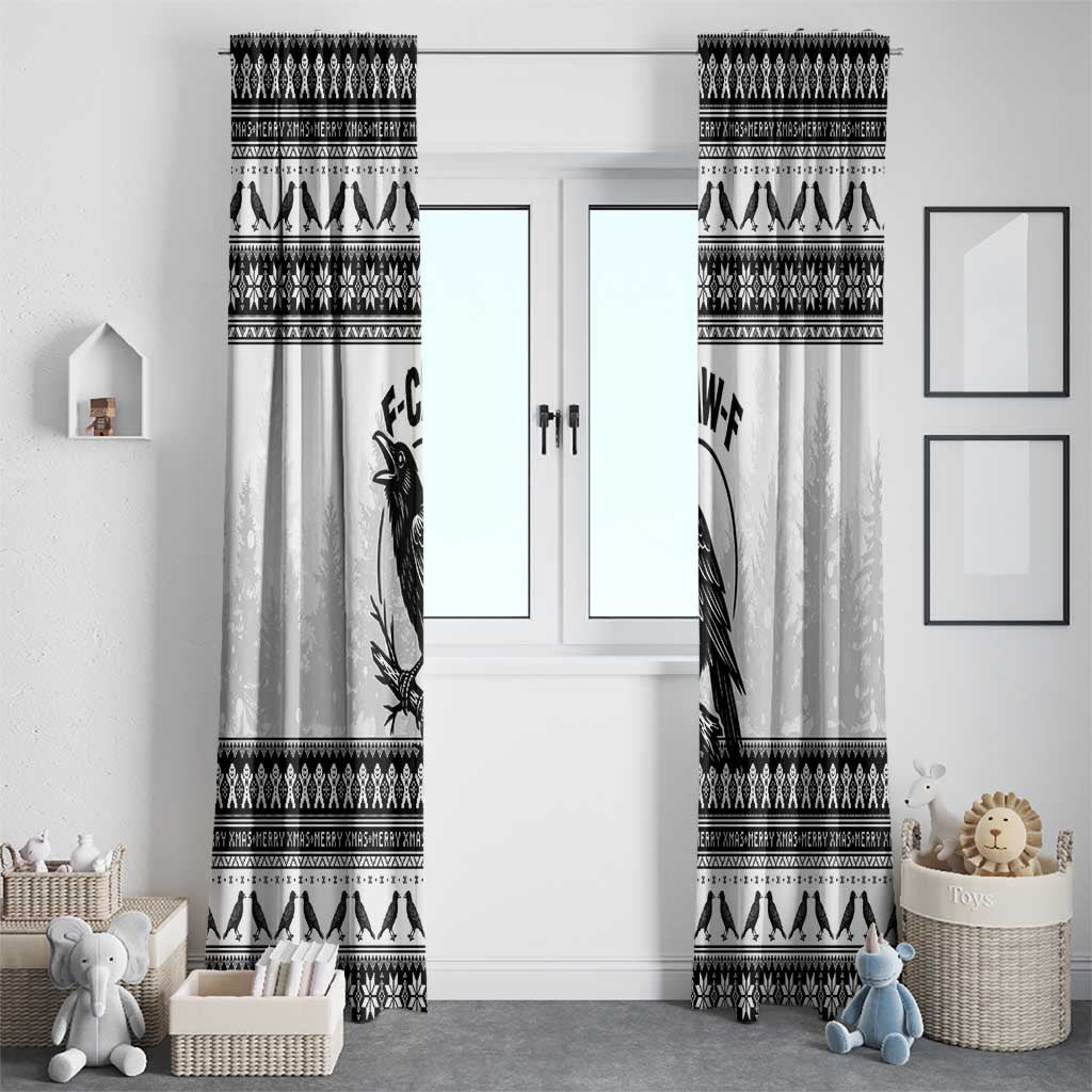 Funny Christmas F Caw F Raven Window Curtain Merry Craw Mas - Wonder Print Shop