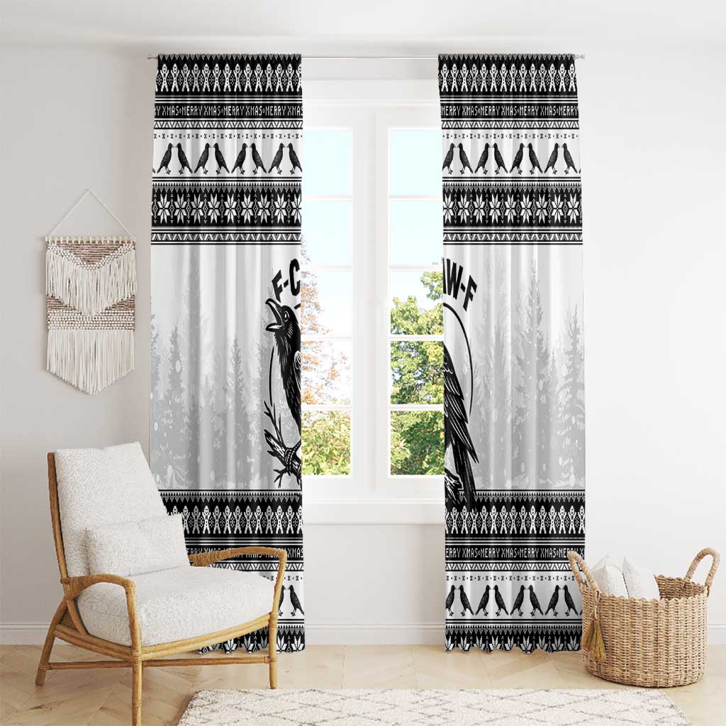 Funny Christmas F Caw F Raven Window Curtain Merry Craw Mas - Wonder Print Shop