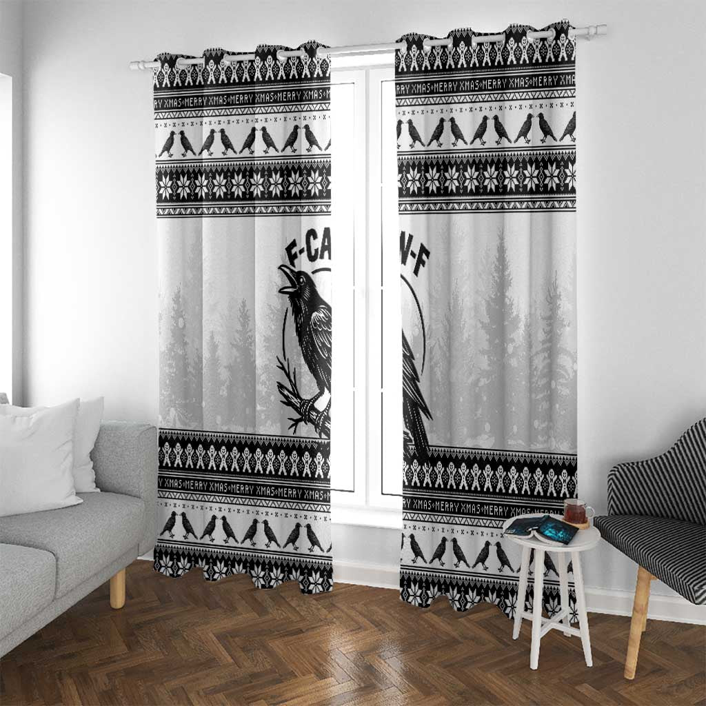 Funny Christmas F Caw F Raven Window Curtain Merry Craw Mas - Wonder Print Shop