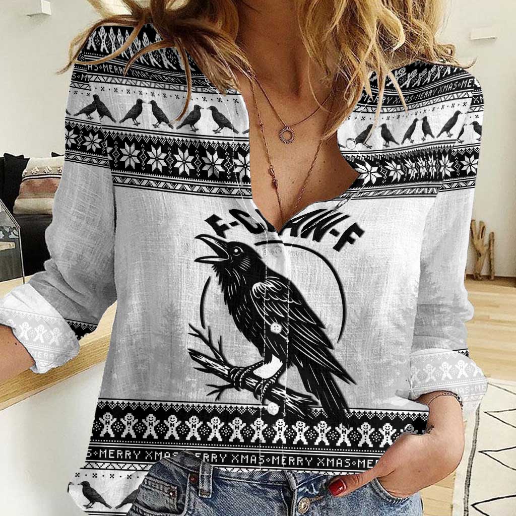 Funny Christmas F Caw F Raven Women Casual Shirt Merry Craw Mas - Wonder Print Shop