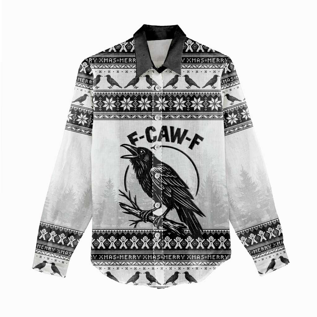 Funny Christmas F Caw F Raven Women Casual Shirt Merry Craw Mas - Wonder Print Shop