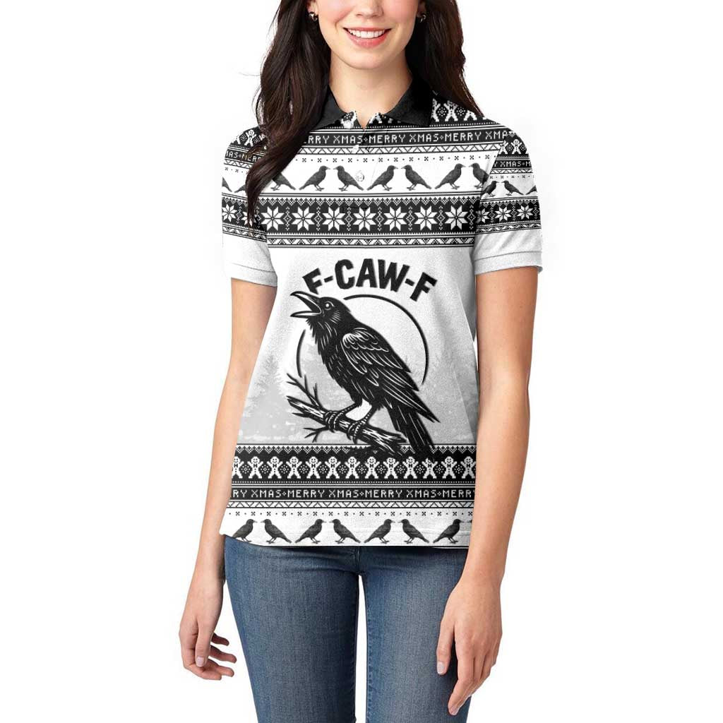 Funny Christmas F Caw F Raven Women Polo Shirt Merry Craw Mas - Wonder Print Shop