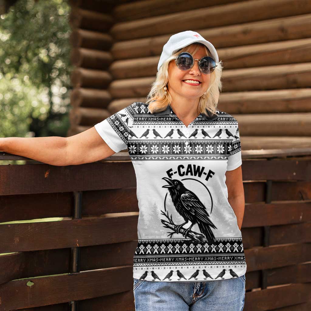 Funny Christmas F Caw F Raven Women Polo Shirt Merry Craw Mas - Wonder Print Shop