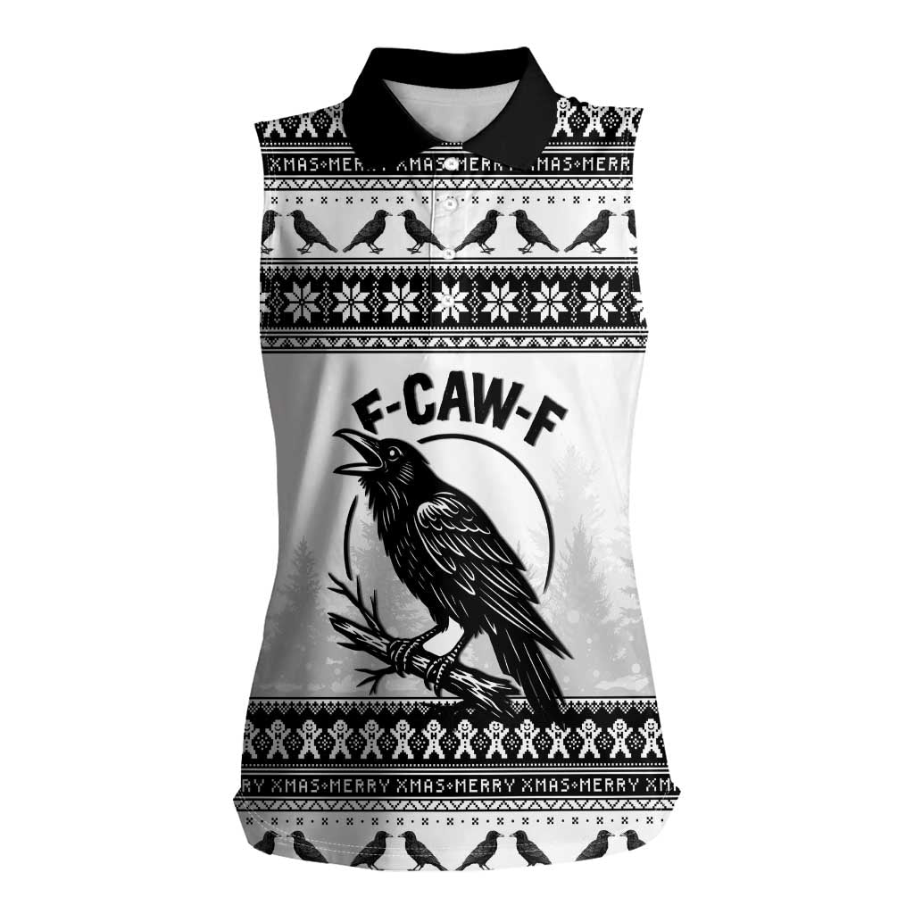 Funny Christmas F Caw F Raven Women Sleeveless Polo Shirt Merry Craw Mas - Wonder Print Shop