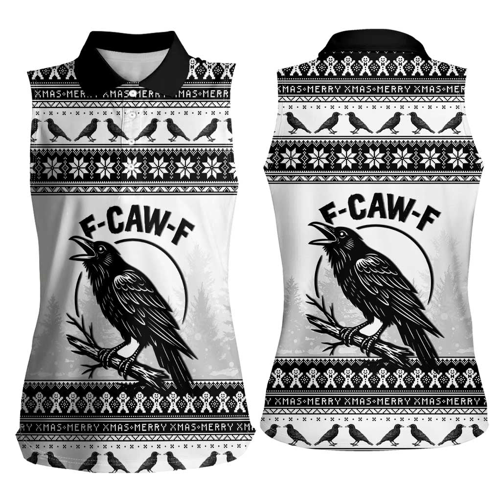 Funny Christmas F Caw F Raven Women Sleeveless Polo Shirt Merry Craw Mas - Wonder Print Shop