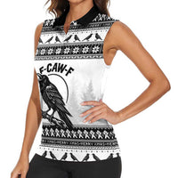 Funny Christmas F Caw F Raven Women Sleeveless Polo Shirt Merry Craw Mas - Wonder Print Shop