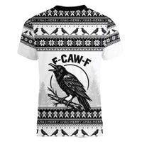 Funny Christmas F Caw F Raven Women V-Neck T-Shirt Merry Craw Mas - Wonder Print Shop
