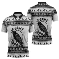 Funny Christmas F Caw F Raven Zipper Polo Shirt Merry Craw Mas - Wonder Print Shop