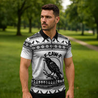 Funny Christmas F Caw F Raven Zipper Polo Shirt Merry Craw Mas - Wonder Print Shop