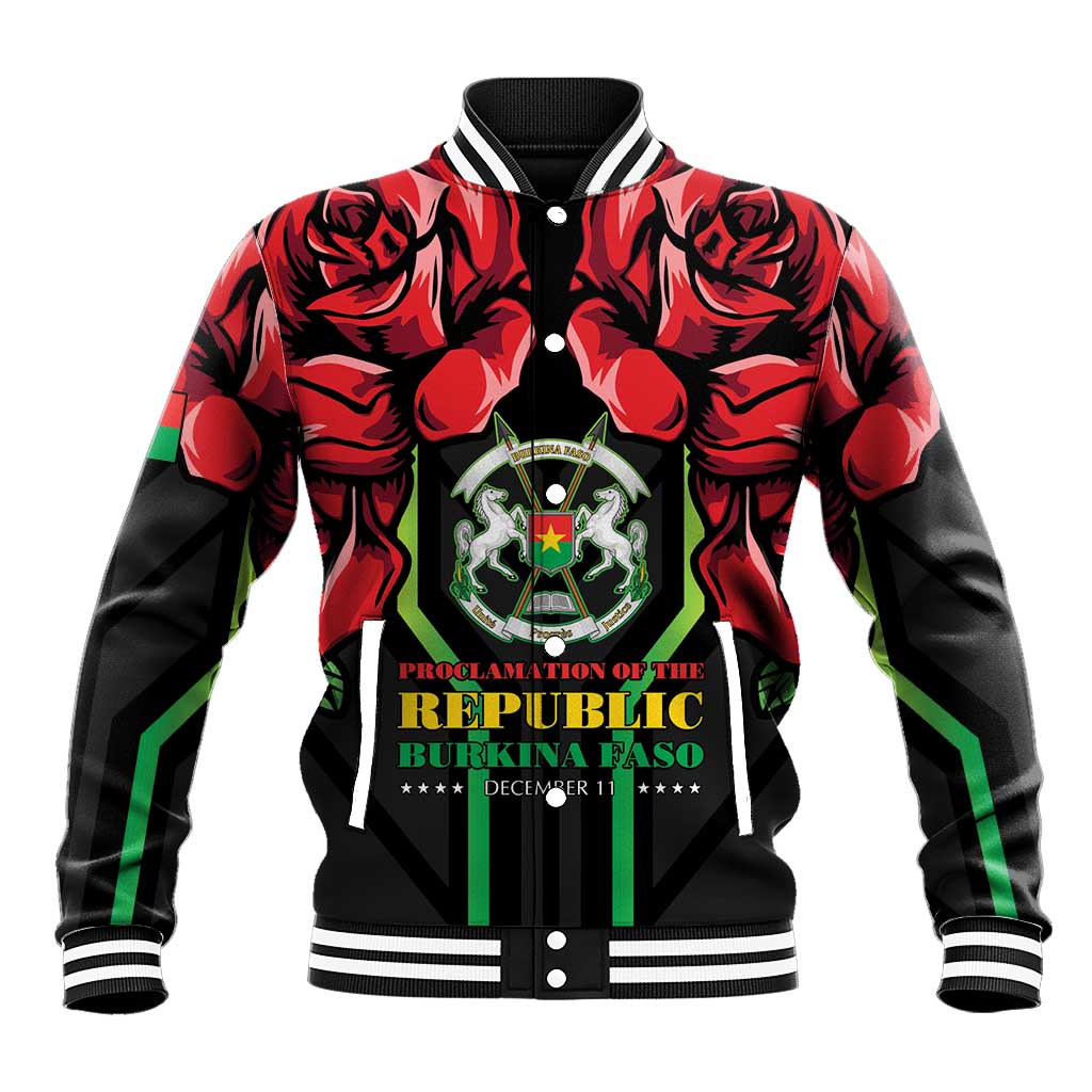 Burkina Faso Republic Day Baseball Jacket Coat Of Arms With Rose - Wonder Print Shop