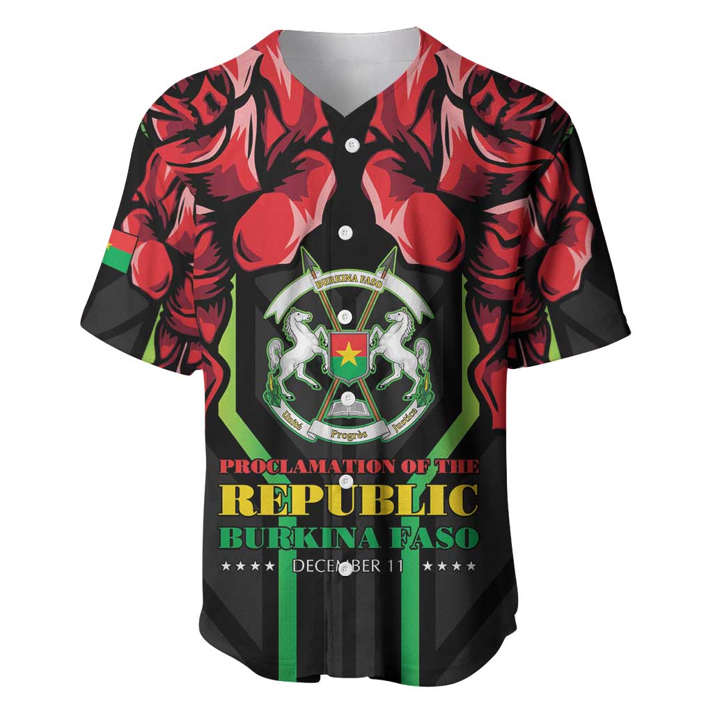 Burkina Faso Republic Day Baseball Jersey Coat Of Arms With Rose - Wonder Print Shop