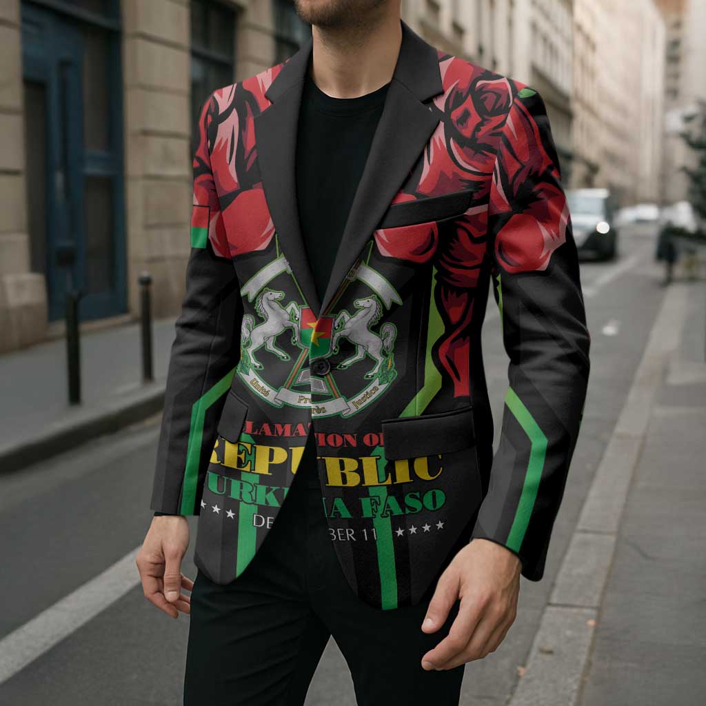 Burkina Faso Republic Day Blazer Coat Of Arms With Rose - Wonder Print Shop